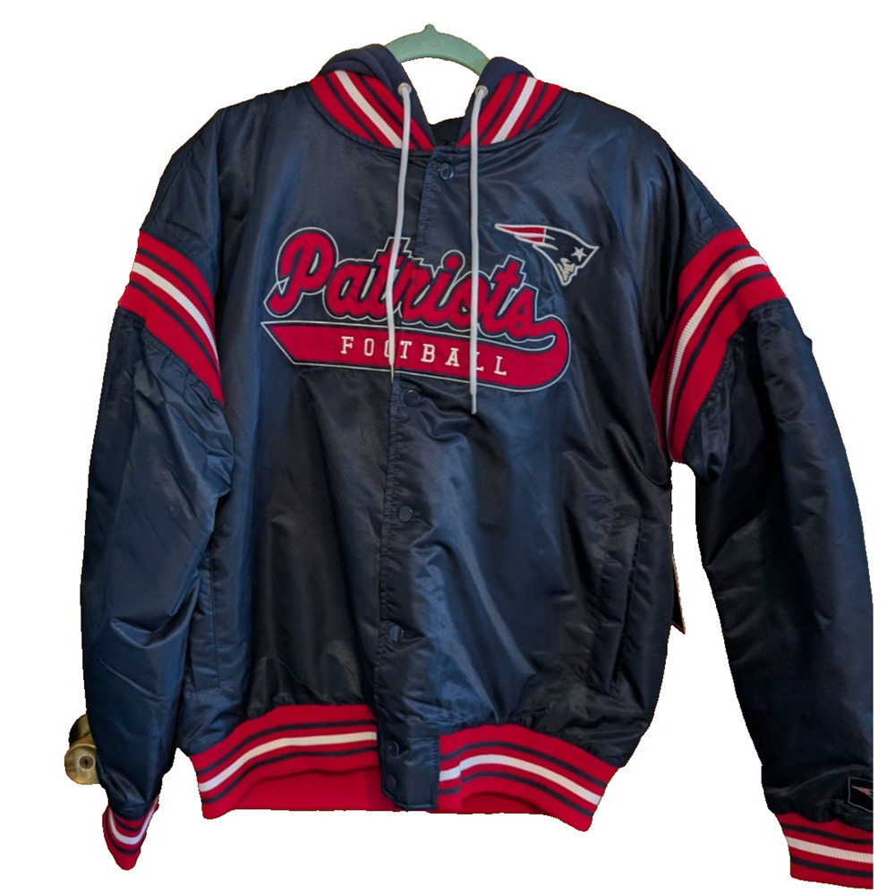 Ultra Game NFL New England Patriots Men's Varsity Jacket XL Navy‎ Blue NWT